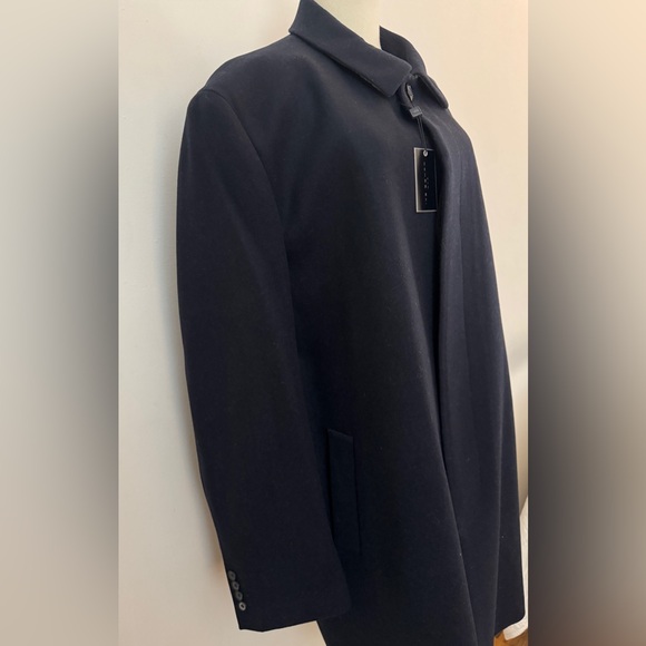 Ike Behar Men's Big Tall Navy Blue Oxford Wool Coat 54 Long - Picture 3 of 10